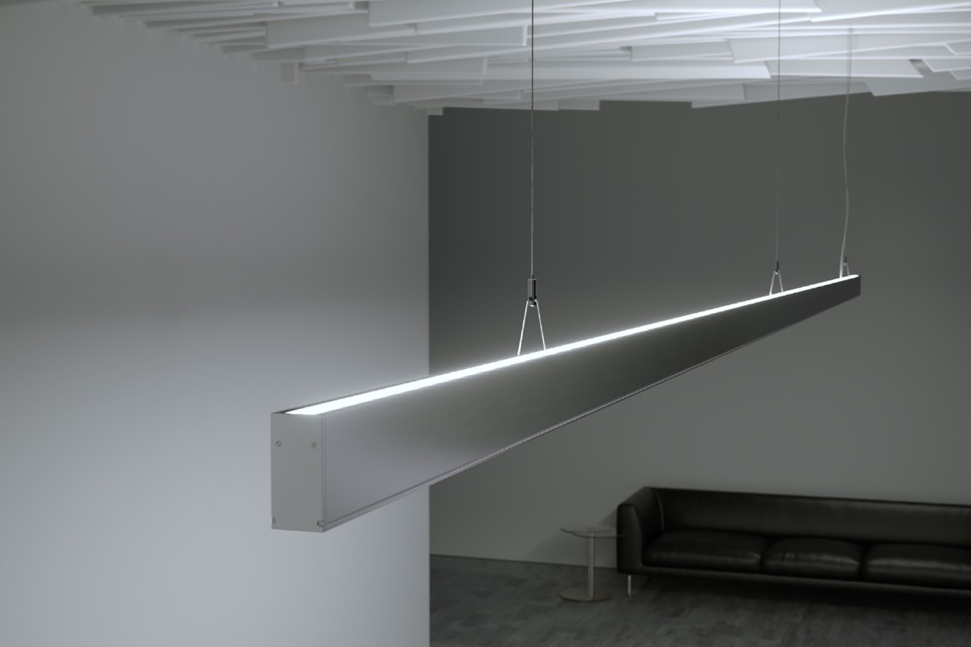 Proﬁl DULIO Lumines zamontowany jako lampa wisząca.